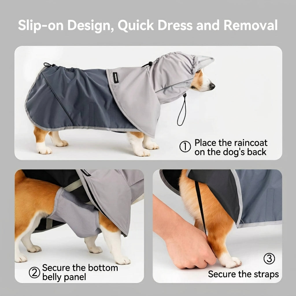 The Belly Shield – Waterproof Four-Leg Dog Raincoat For Small/Medium Dogs.