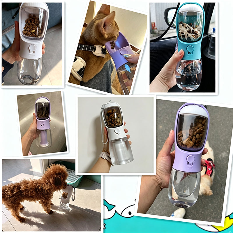 The Trail Flask – Portable 2-In-1 Pet Water & Food Bottle.
