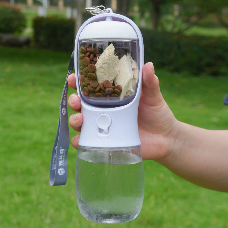 The Trail Flask – Portable 2-In-1 Pet Water & Food Bottle.
