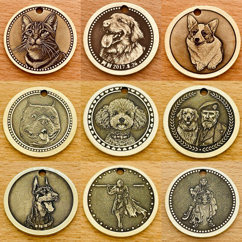The Memorial Pet Tag:Custom Deep Brass Anti-Lost Keychain