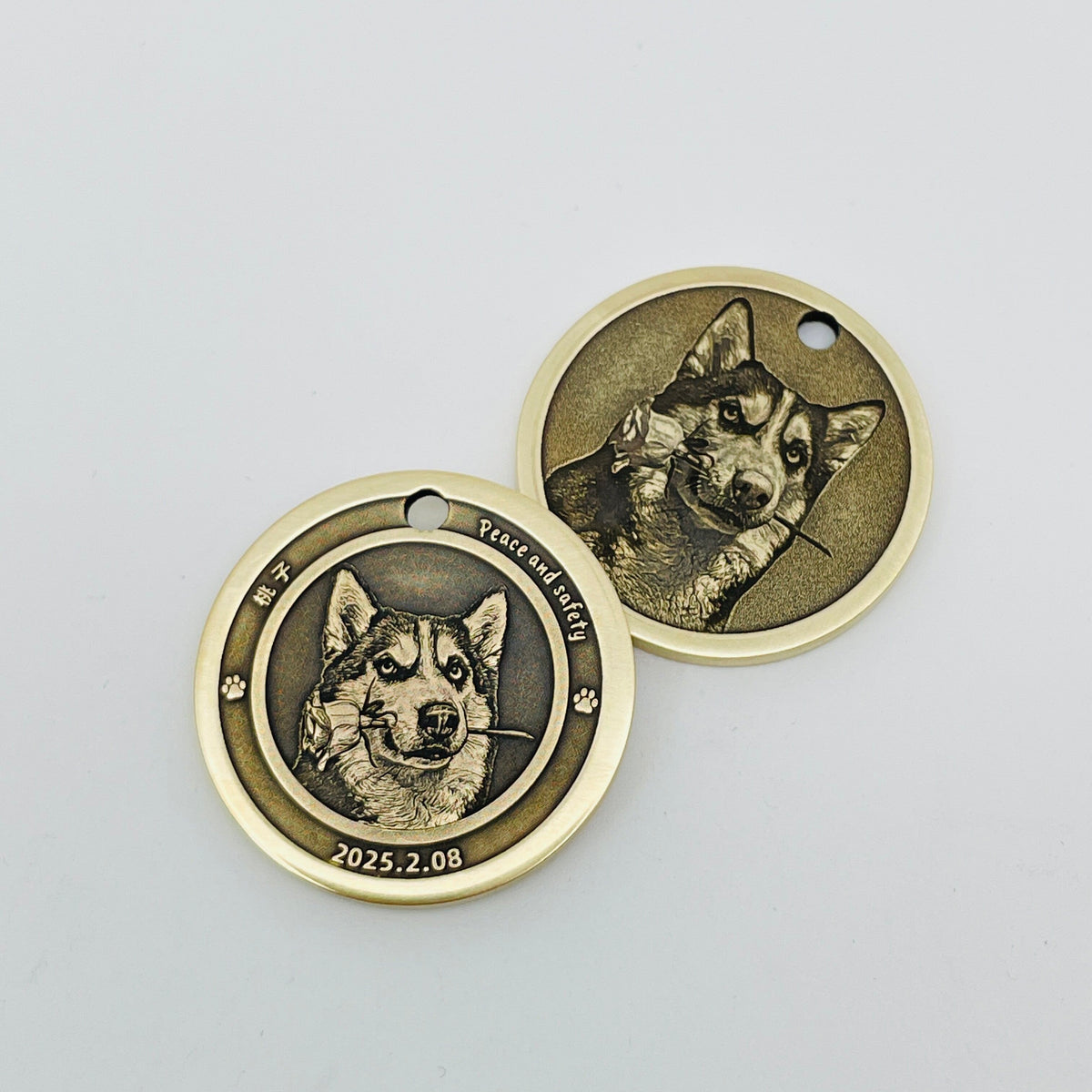 The Memorial Pet Tag:Custom Deep Brass Anti-Lost Keychain