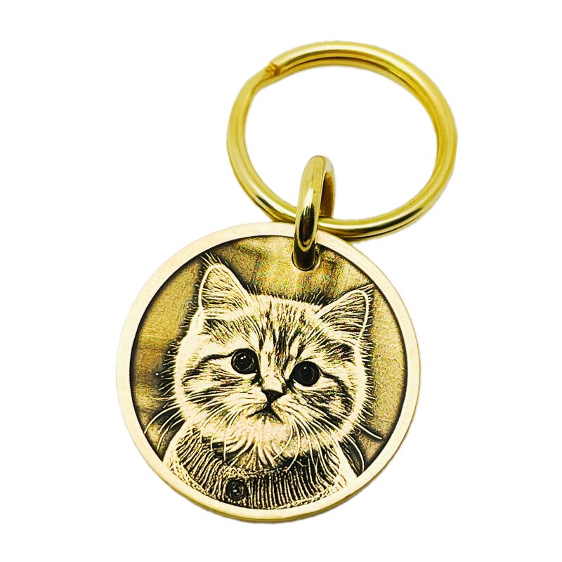 The Memorial Pet Tag:Custom Deep Brass Anti-Lost Keychain