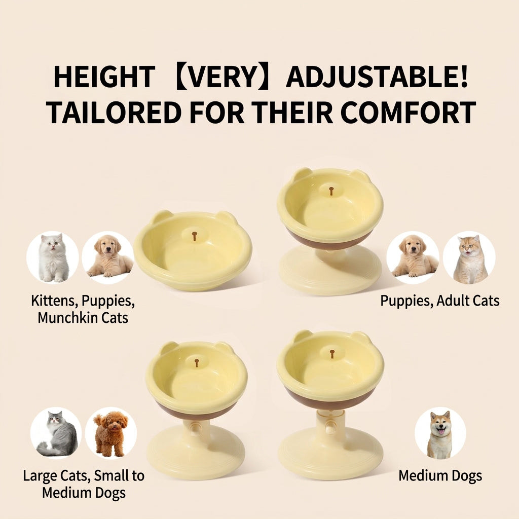 The Ergo Bowl – Adjustable Ceramic Pet Bowl, Anti-Tip & Neck-Friendly.