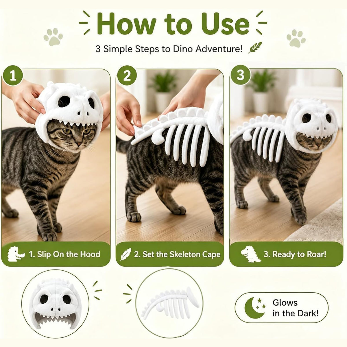 The Fossil Feline – Dinosaur Skeleton Cat Costume.
