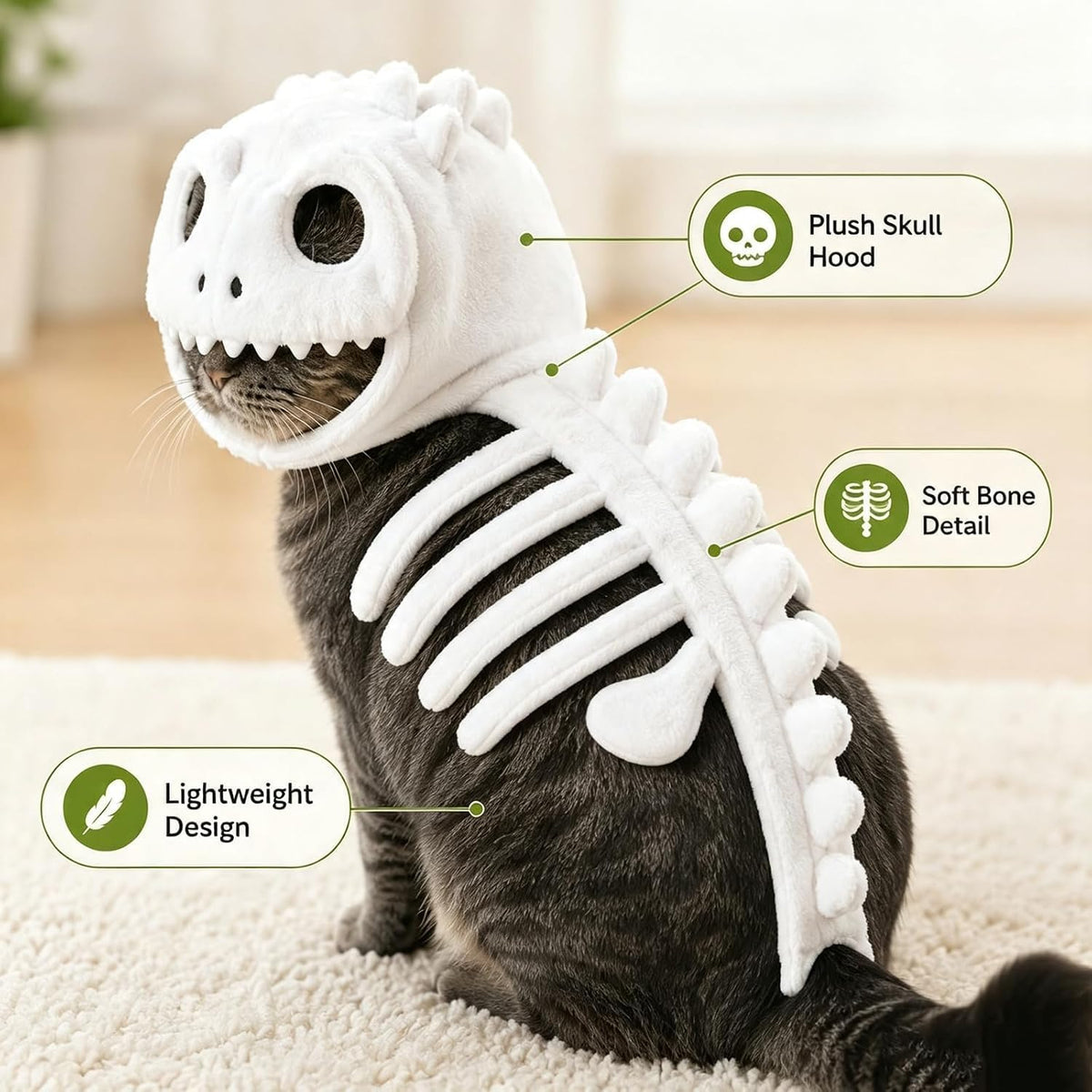 The Fossil Feline – Dinosaur Skeleton Cat Costume.