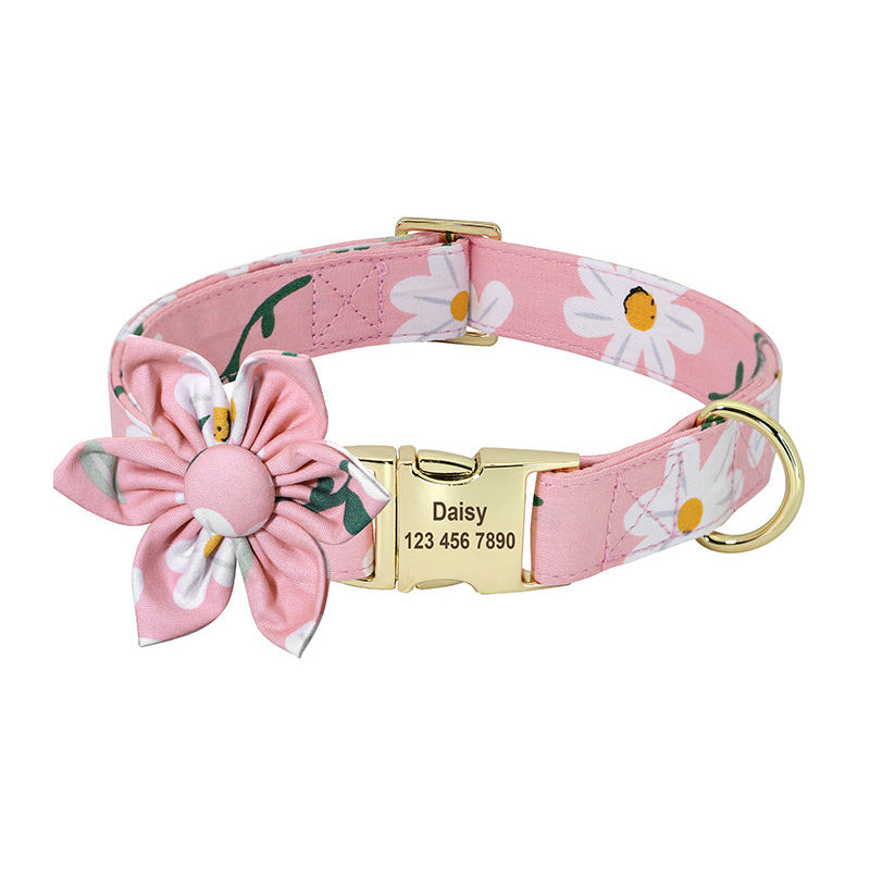 The Pet Collar & Leash Set-Custom Engraved Daisy for Small Dogs