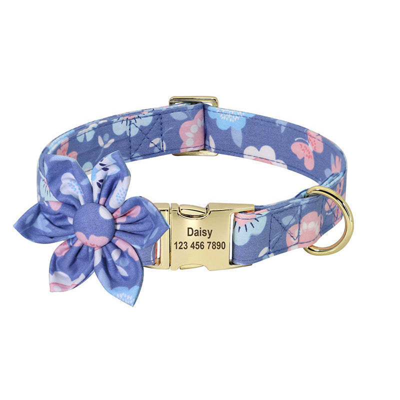The Pet Collar & Leash Set-Custom Engraved Daisy for Small Dogs