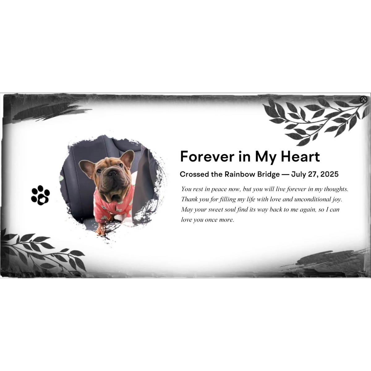 The Slate Memorial – Custom Engraved Pet Garden Stone
