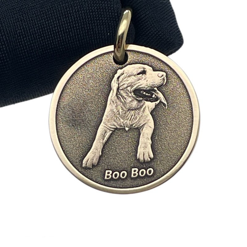 The Memorial Pet Tag:Custom Deep Brass Anti-Lost Keychain