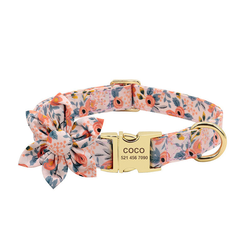 The Pet Collar & Leash Set-Custom Engraved Daisy for Small Dogs