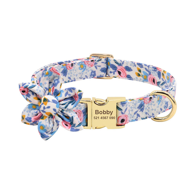 The Pet Collar & Leash Set-Custom Engraved Daisy for Small Dogs