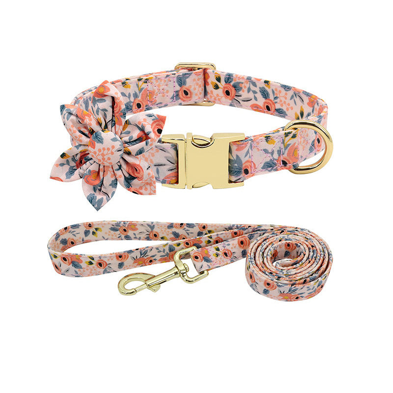 The Pet Collar & Leash Set-Custom Engraved Daisy for Small Dogs