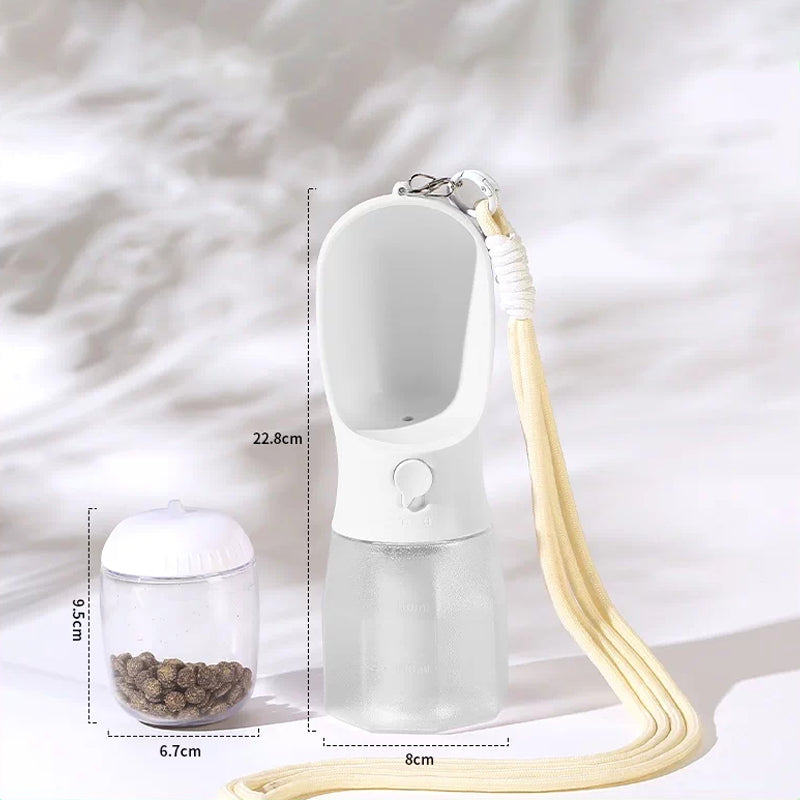 The Trail Flask – Portable 2-In-1 Pet Water & Food Bottle.