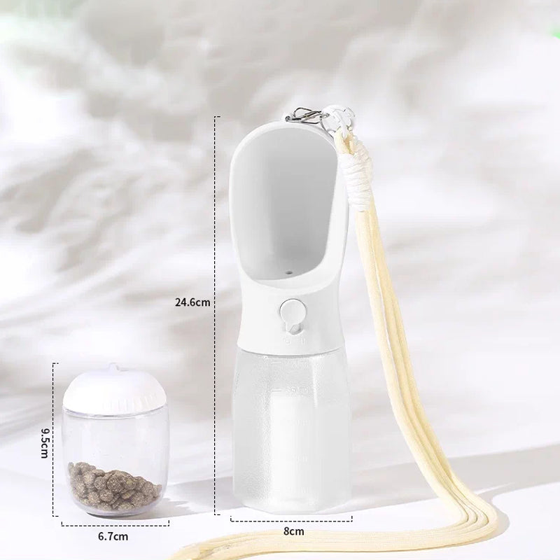 The Trail Flask – Portable 2-In-1 Pet Water & Food Bottle.